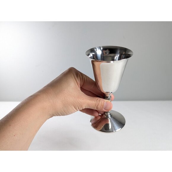 2 Vintage Primrose Plate Small Wine cups 2.5 oz, Silver Plated Stemmed Cordial - Picture 4 of 8